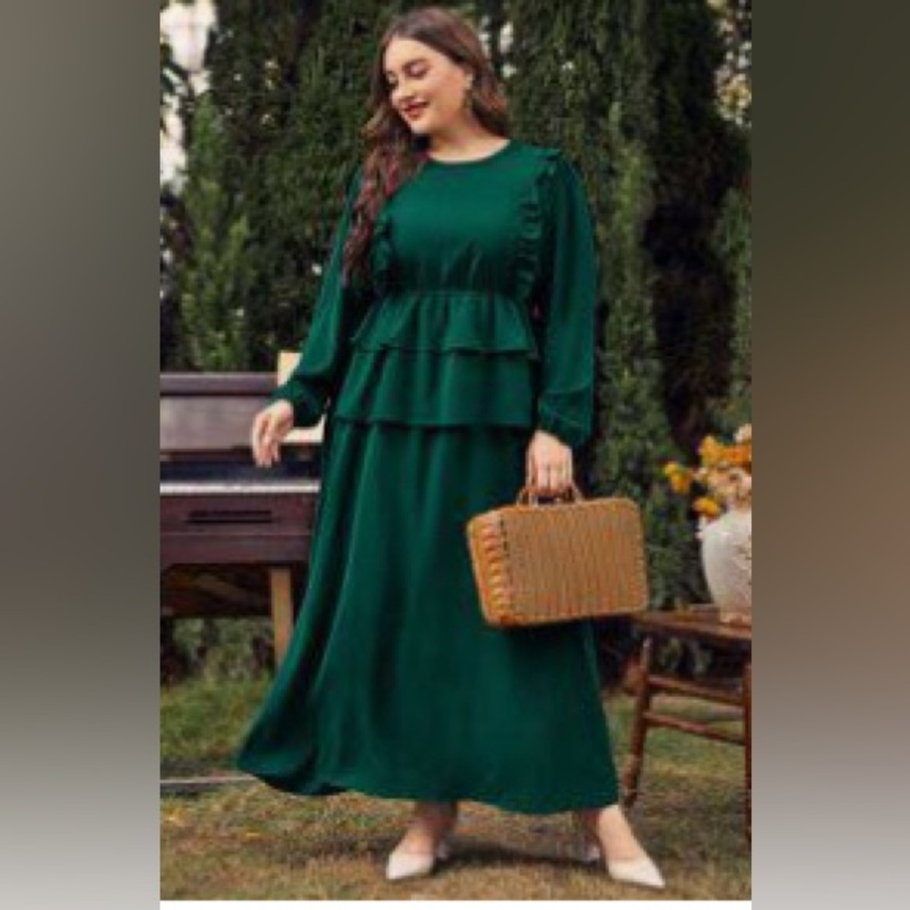 Elegant Green Ruffle Dress